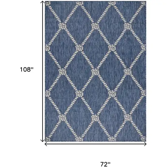 Navy Blue And White Checkered Round Rug Photo 3