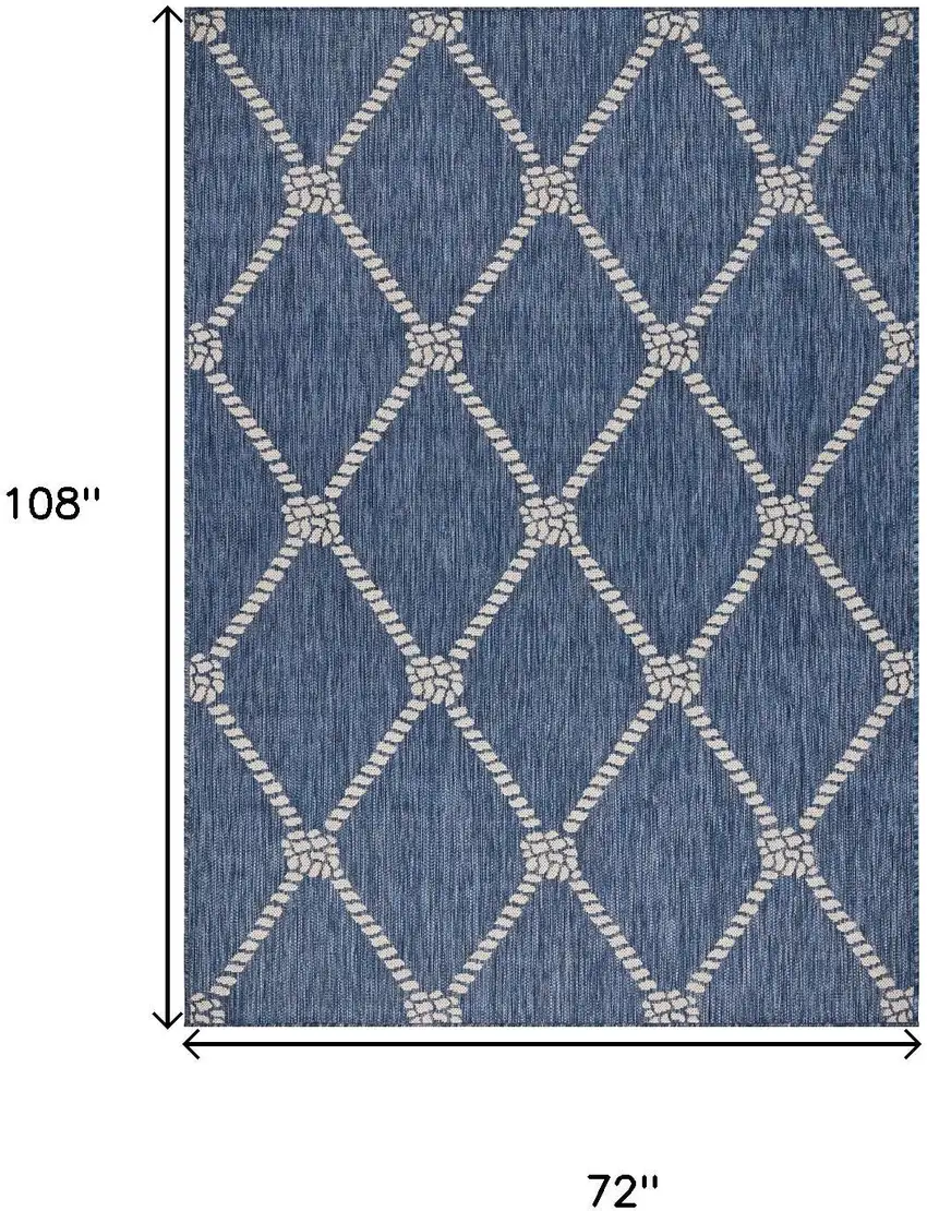 Navy Blue And White Checkered Round Rug Photo 3