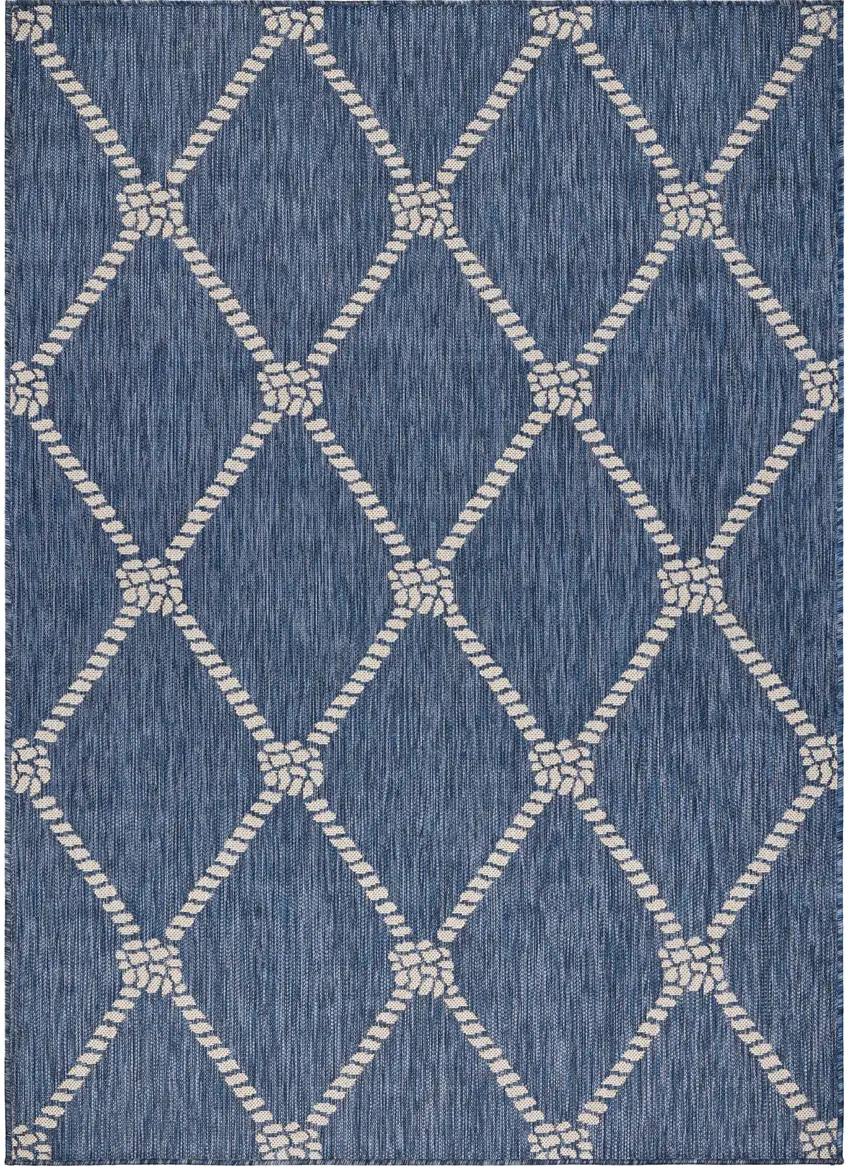 Navy Blue And White Checkered Round Rug Photo 2