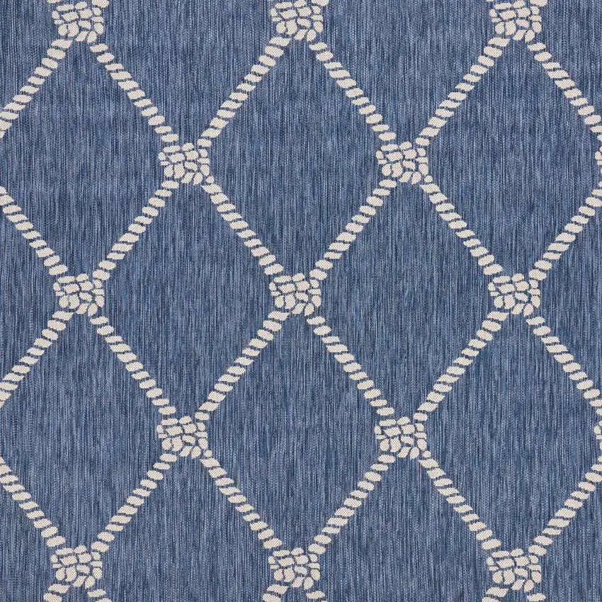 Navy Blue And White Checkered Round Rug Photo 9