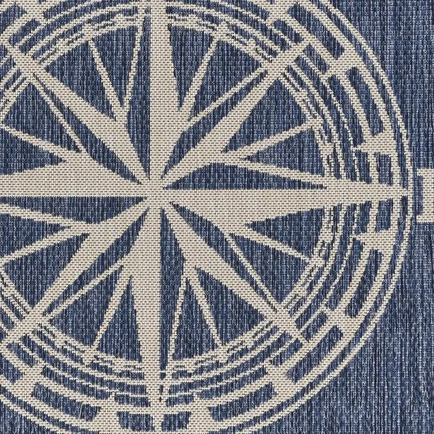 Navy Blue And White Geometric Area Rug Photo 7