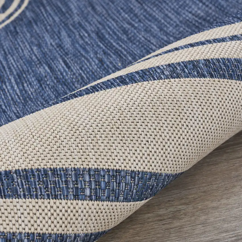 Navy Blue And White Geometric Area Rug Photo 5