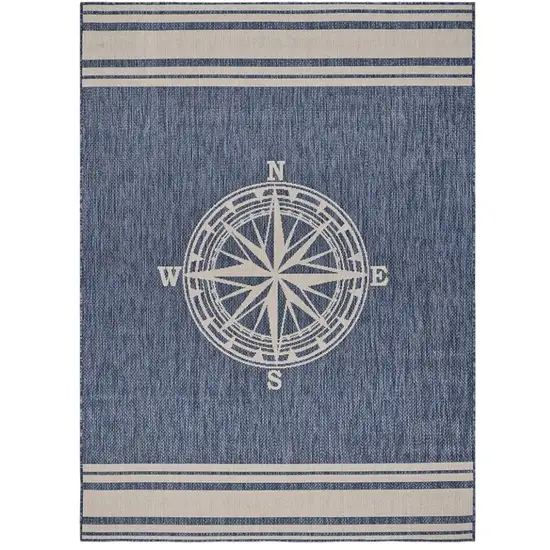 Navy Blue And White Geometric Area Rug Photo 2