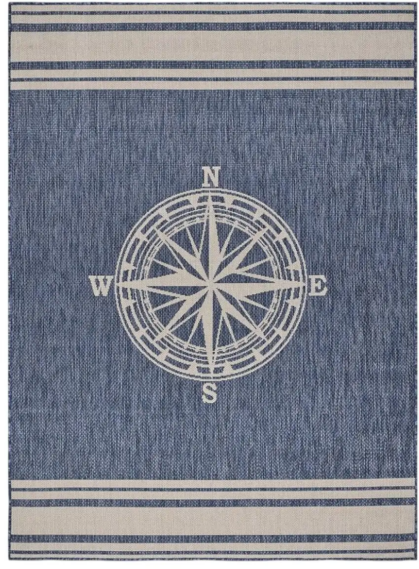 Navy Blue And White Geometric Area Rug Photo 2