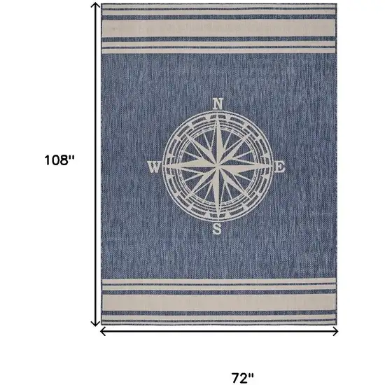 Navy Blue And White Geometric Area Rug Photo 3