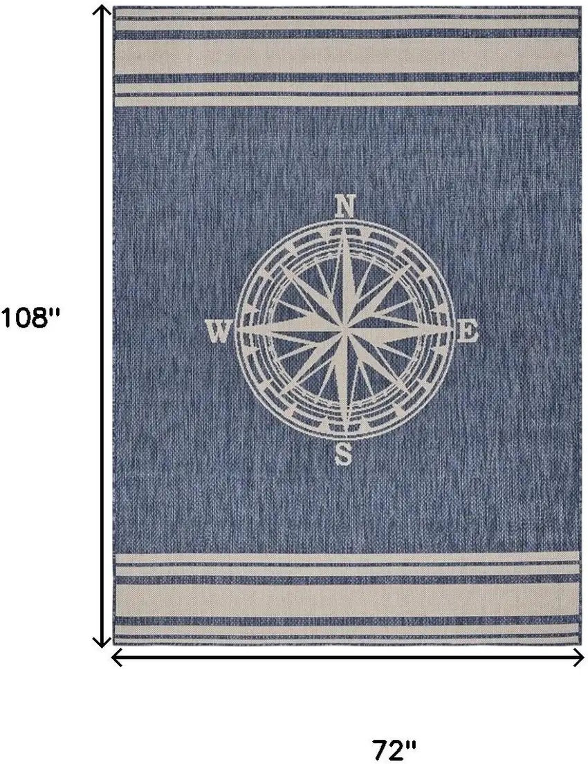 Navy Blue And White Geometric Area Rug Photo 3