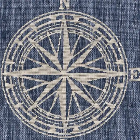 Navy Blue And White Geometric Area Rug Photo 8