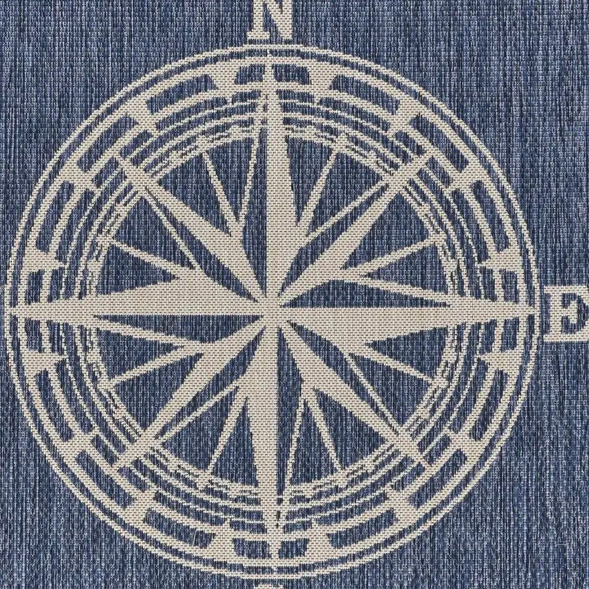 Navy Blue And White Geometric Area Rug Photo 8