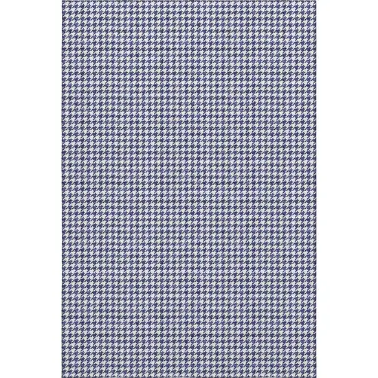 Navy Blue And White Houndstooth Washable Area Rug With UV Protection Photo 2