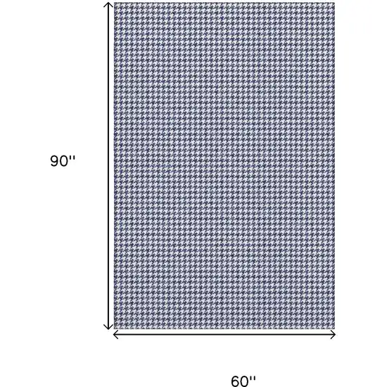 Navy Blue And White Houndstooth Washable Area Rug With UV Protection Photo 3