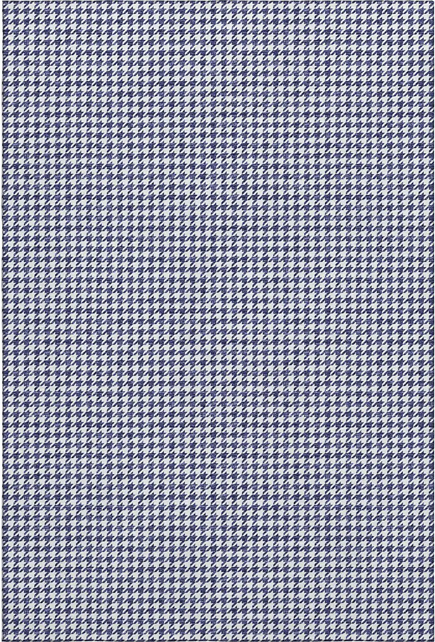 Navy Blue And White Houndstooth Washable Area Rug With UV Protection Photo 2