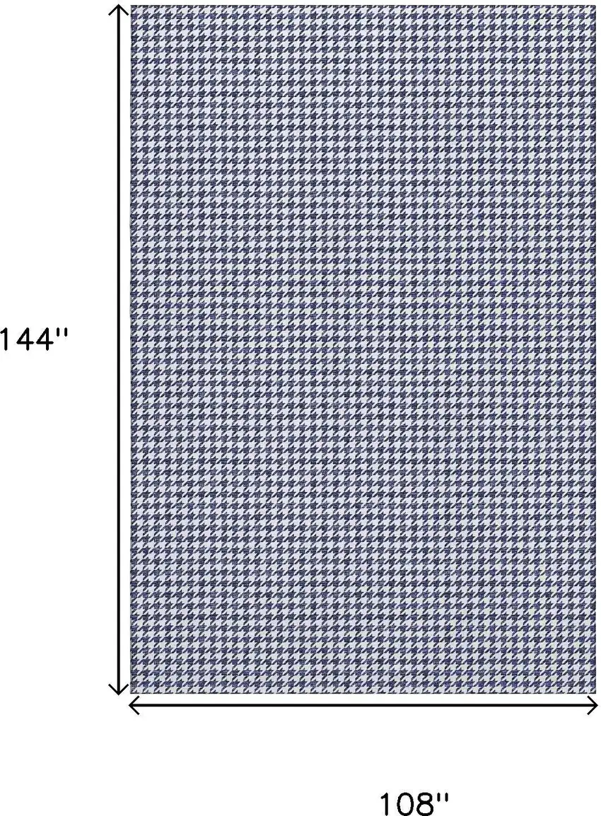 Navy Blue And White Houndstooth Washable Area Rug With UV Protection Photo 3