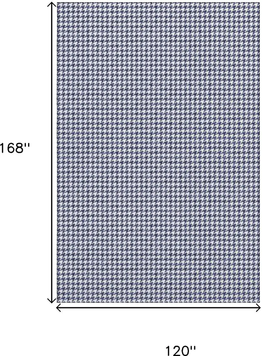 Navy Blue And White Houndstooth Washable Area Rug With UV Protection Photo 3
