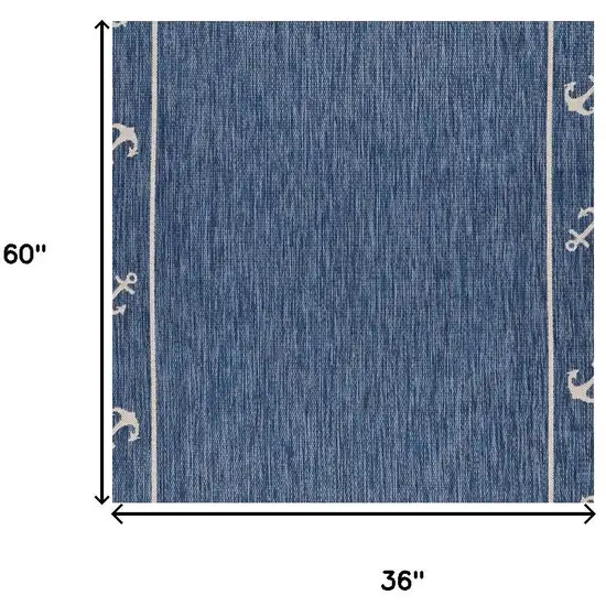 Navy Blue And White Oriental Area Rug Photo 8