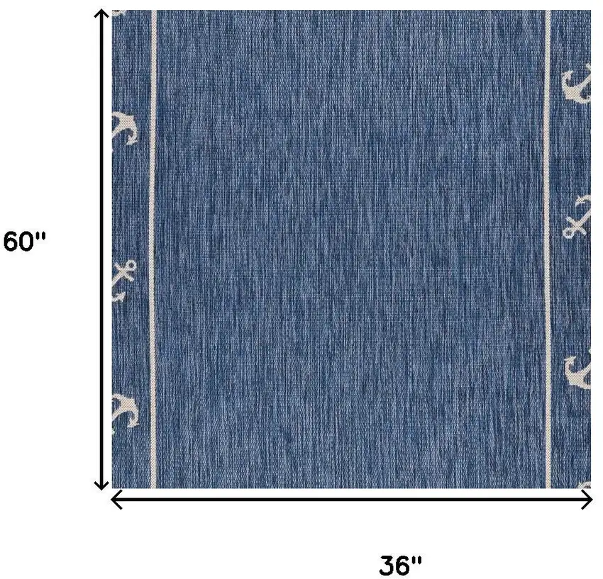 Navy Blue And White Oriental Area Rug Photo 8