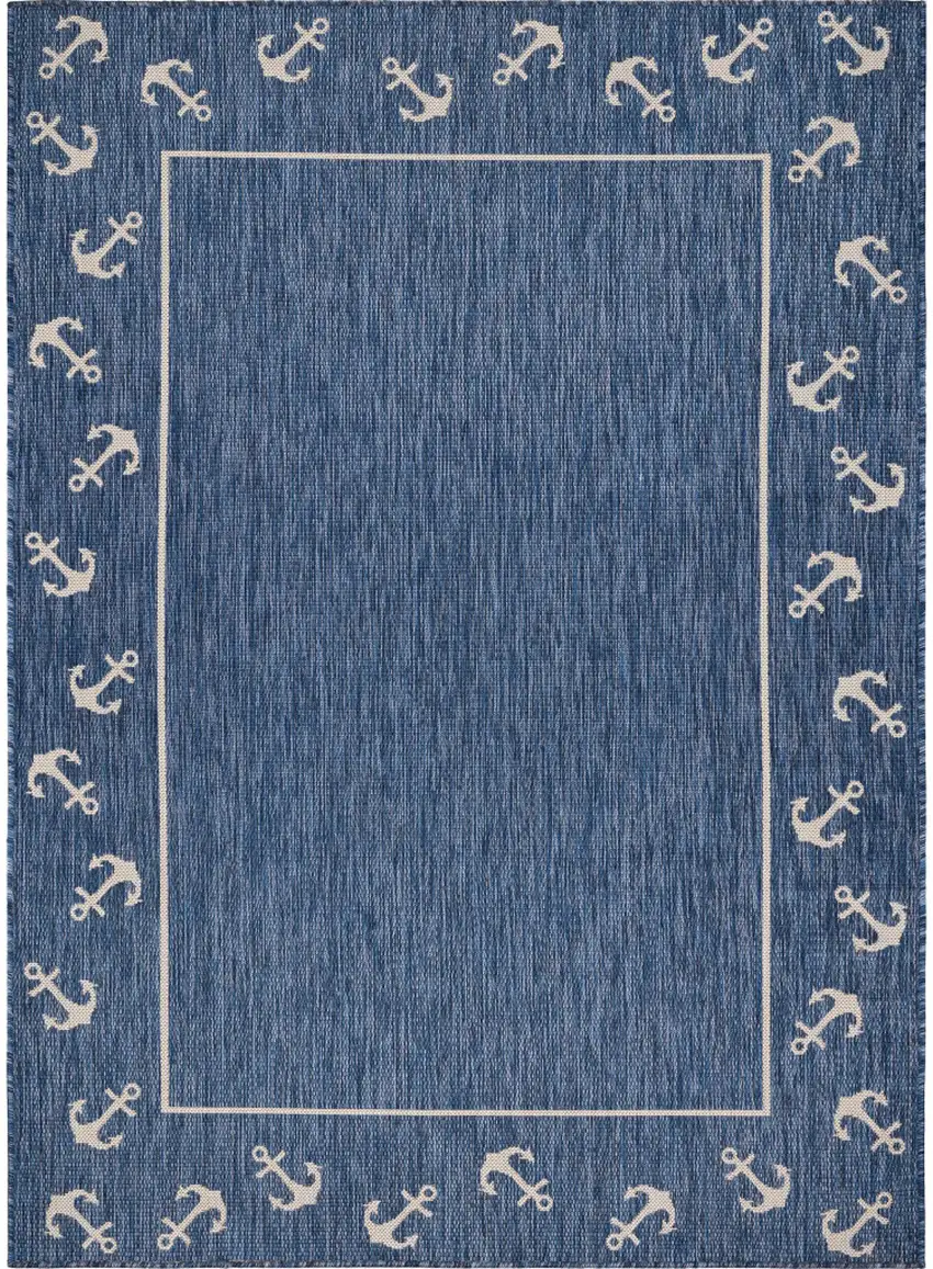 Navy Blue And White Oriental Area Rug Photo 2