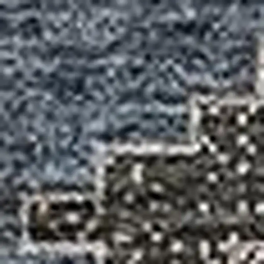 Navy Blue Beige And Charcoal Oriental Washable Area Rug With UV Protection Photo 5