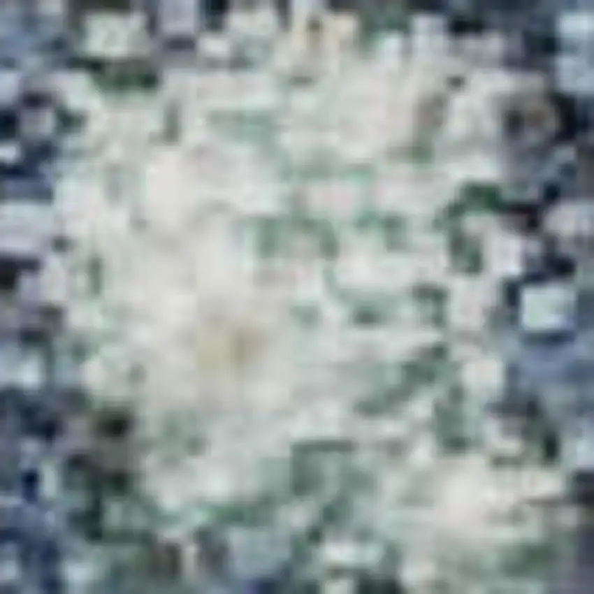 Navy Blue Beige And Ivory Geometric Washable Area Rug With UV Protection Photo 4