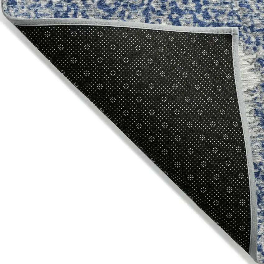 Navy Blue Beige And Ivory Geometric Washable Indoor Outdoor Area Rug Photo 8