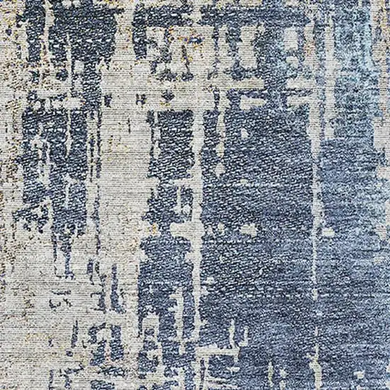 Navy Blue Beige And Taupe Abstract Washable Area Rug With UV Protection Photo 3