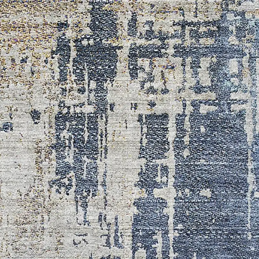 Navy Blue Beige And Taupe Abstract Washable Area Rug With UV Protection Photo 3