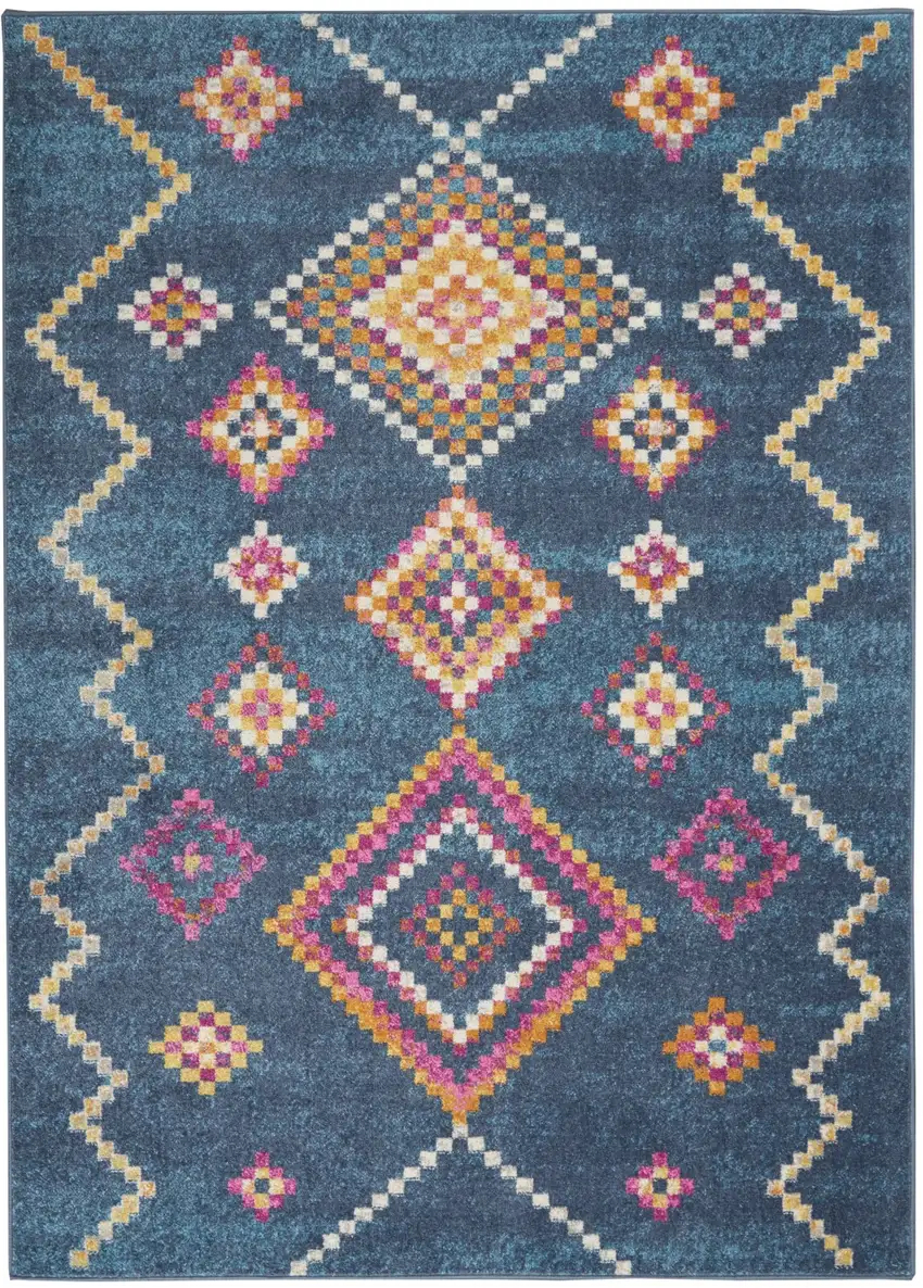 Navy Blue Berber Pattern Area Rug Photo 1