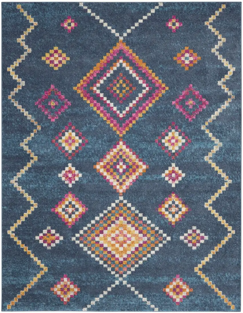 Navy Blue Berber Pattern Area Rug Photo 1