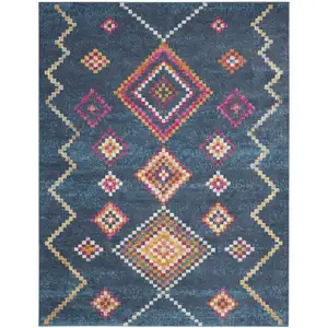 Photo of Navy Blue Berber Pattern Area Rug
