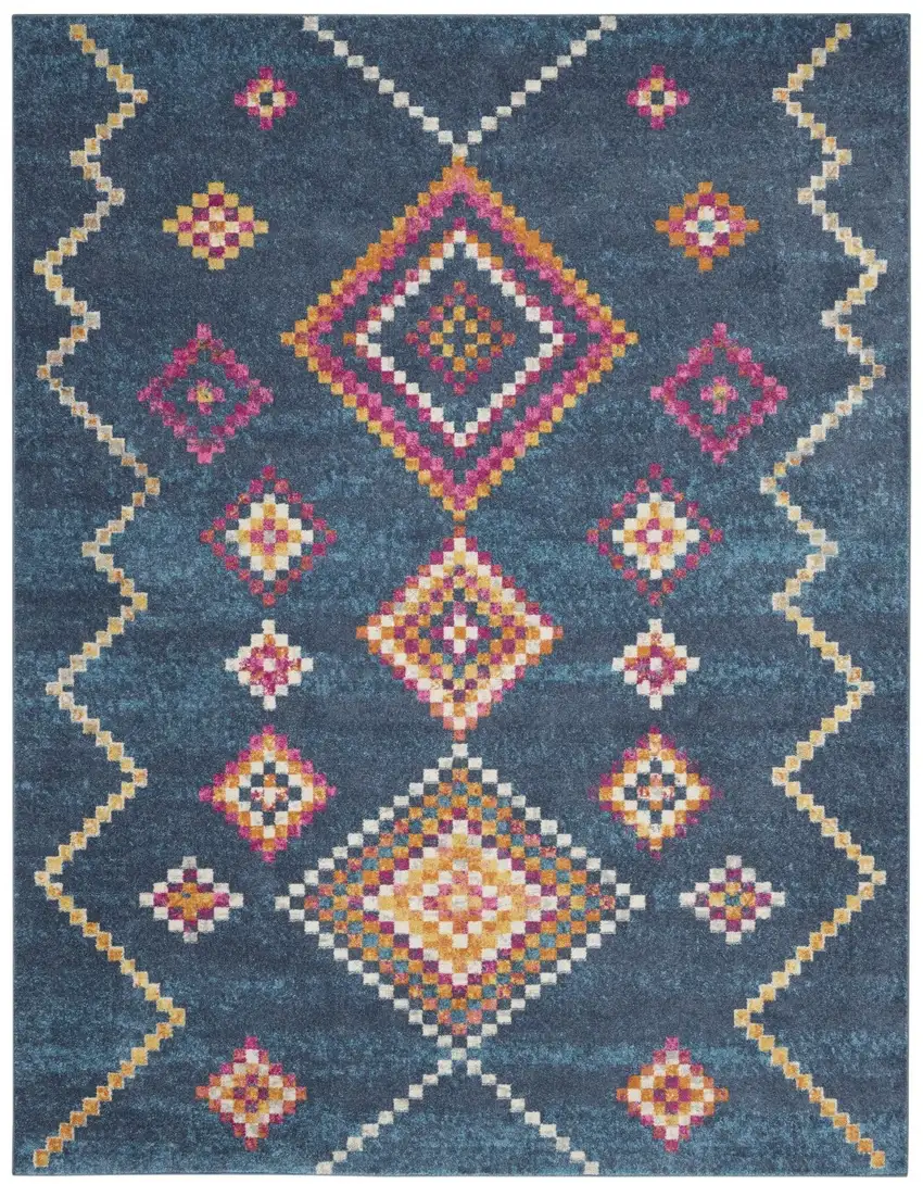 Navy Blue Southwestern Berber Area Rug Photo 2