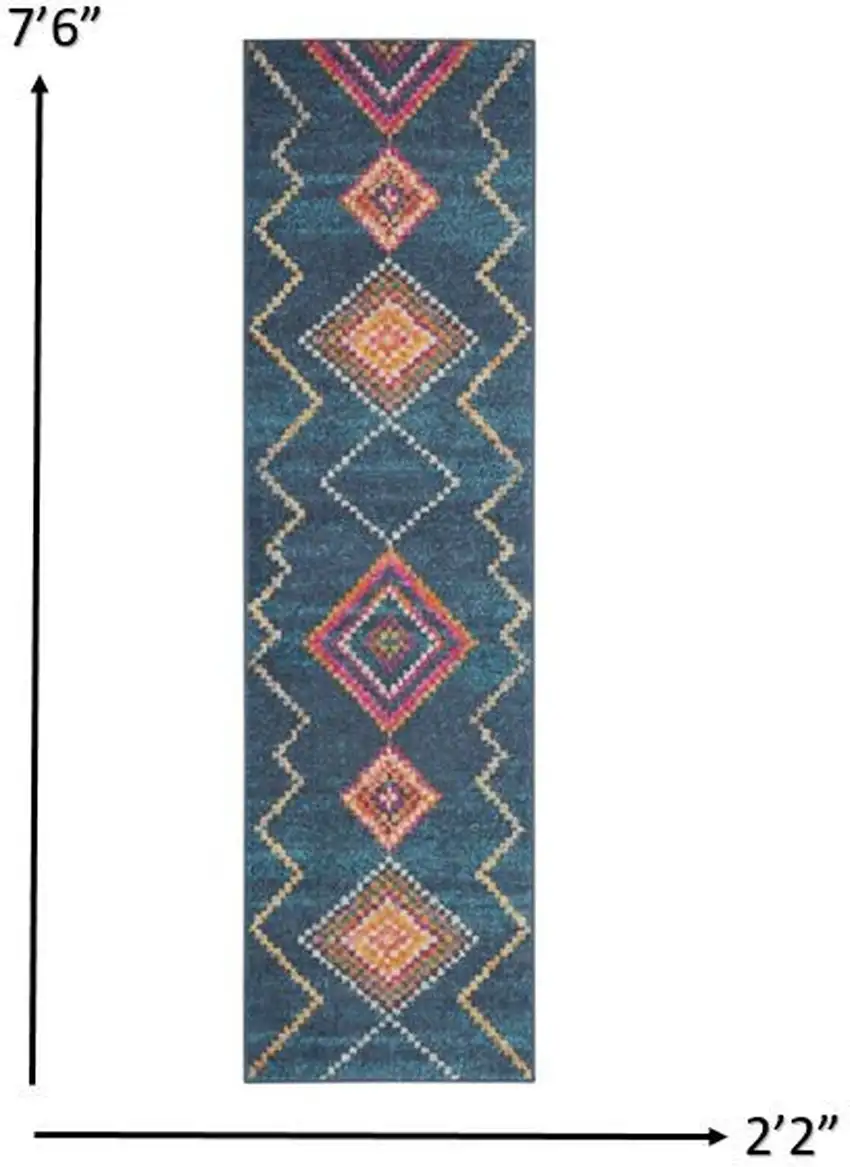 Navy Blue Berber Pattern Runner Rug Photo 3