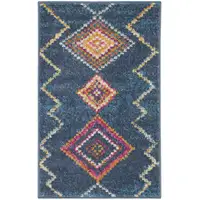 Photo of Navy Blue Berber Pattern Scatter Rug