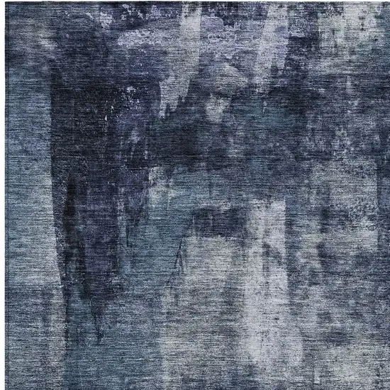 Navy Blue Black And Gray Abstract Washable Indoor Outdoor Area Rug Photo 5