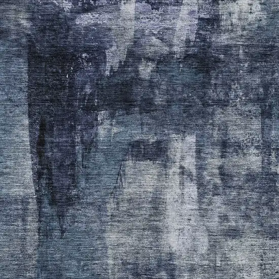 Navy Blue Black And Gray Abstract Washable Indoor Outdoor Area Rug Photo 5