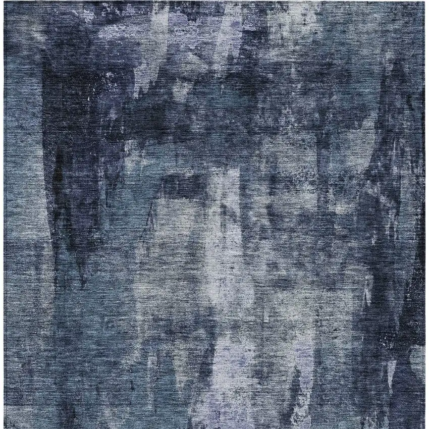 Navy Blue Black And Gray Abstract Washable Indoor Outdoor Area Rug Photo 6