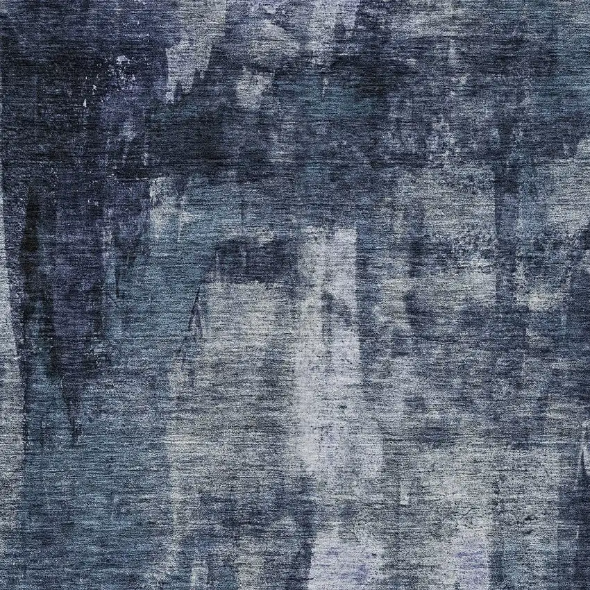 Navy Blue Black And Gray Abstract Washable Indoor Outdoor Area Rug Photo 5
