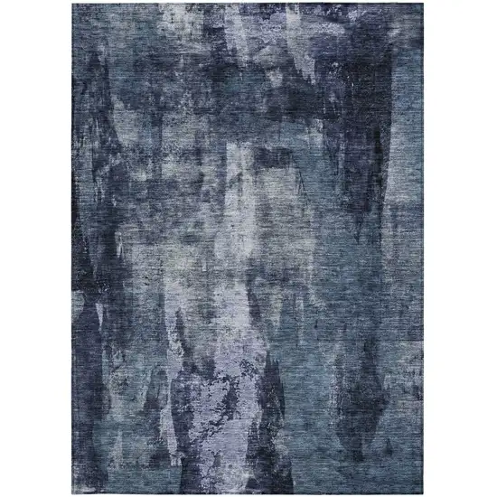 Navy Blue Black And Gray Abstract Washable Indoor Outdoor Area Rug Photo 5