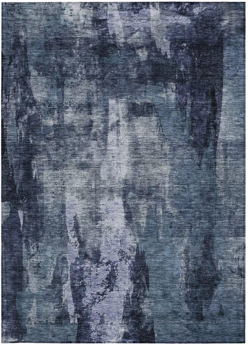 Navy Blue Black And Gray Abstract Washable Indoor Outdoor Area Rug Photo 5