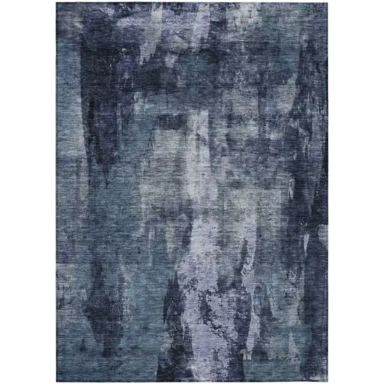 Navy Blue Black And Gray Abstract Washable Indoor Outdoor Area Rug Photo 2