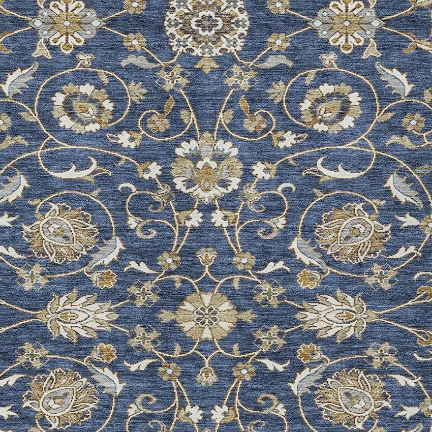 Navy Blue Brown And Ivory Moroccan Washable Indoor Outdoor Area Rug Photo 6
