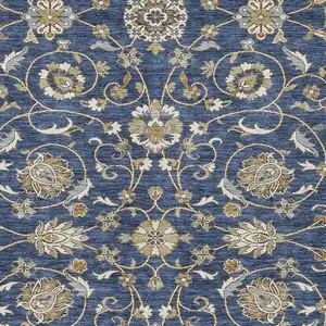 Photo of Navy Blue Brown And Ivory Moroccan Washable Indoor Outdoor Area Rug