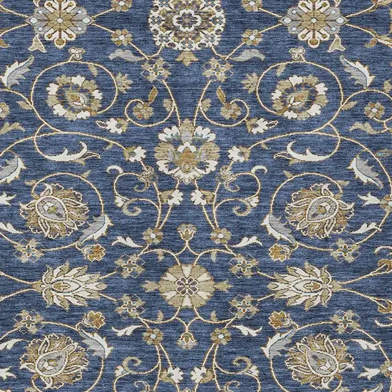 Navy Blue Brown And Ivory Moroccan Washable Indoor Outdoor Area Rug Photo 6