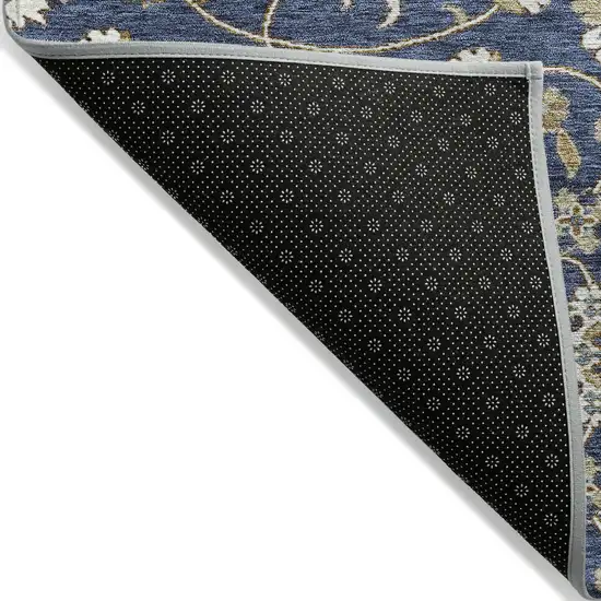 Navy Blue Brown And Ivory Moroccan Washable Indoor Outdoor Area Rug Photo 3