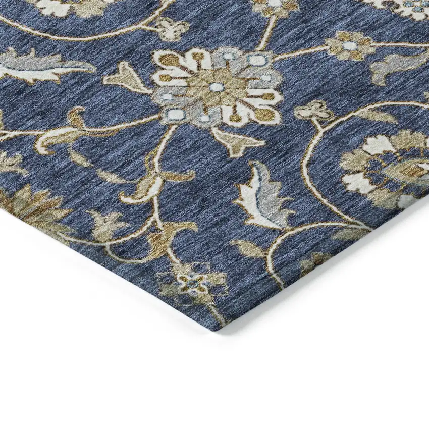Navy Blue Brown And Ivory Moroccan Washable Indoor Outdoor Area Rug Photo 4