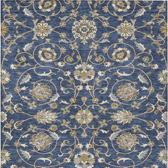 Navy Blue Brown And Ivory Moroccan Washable Indoor Outdoor Area Rug Photo 7