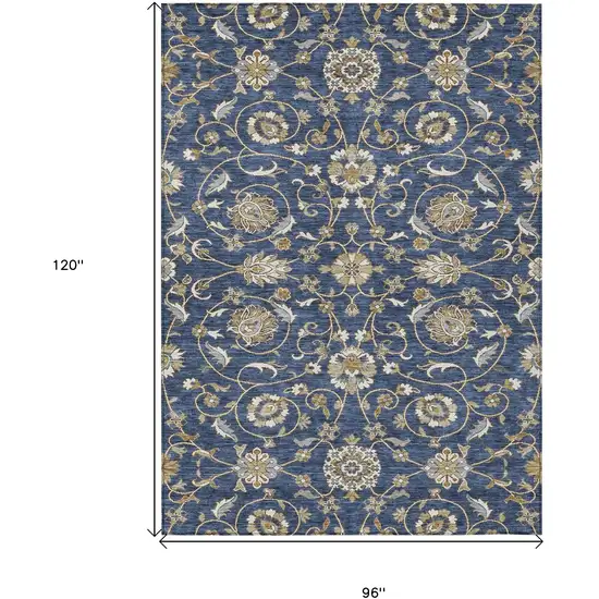 Navy Blue Brown And Ivory Moroccan Washable Indoor Outdoor Area Rug Photo 8