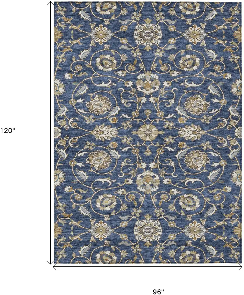 Navy Blue Brown And Ivory Moroccan Washable Indoor Outdoor Area Rug Photo 8