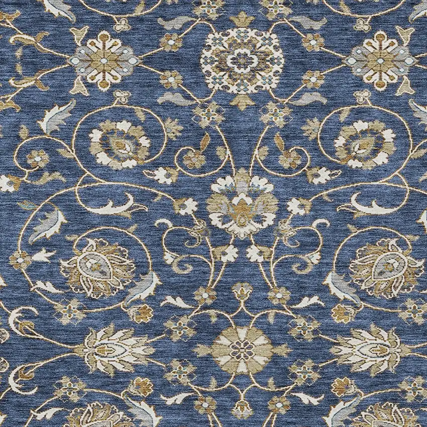 Navy Blue Brown And Ivory Moroccan Washable Indoor Outdoor Area Rug Photo 6