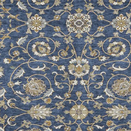 Navy Blue Brown And Ivory Moroccan Washable Indoor Outdoor Area Rug Photo 6