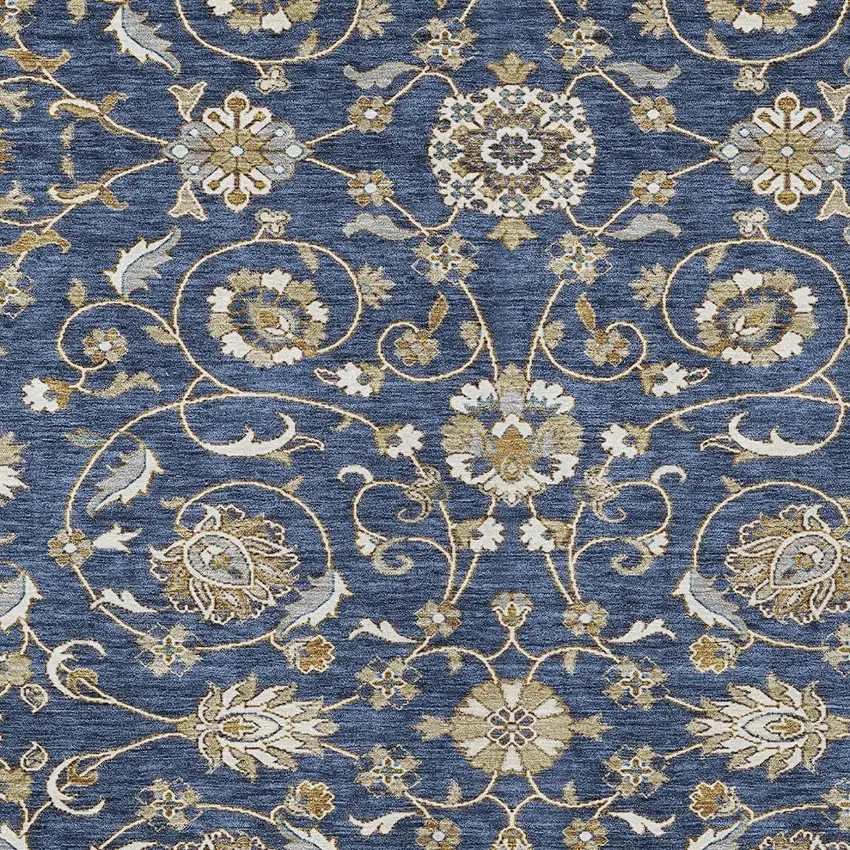 Navy Blue Brown And Ivory Moroccan Washable Indoor Outdoor Area Rug Photo 6