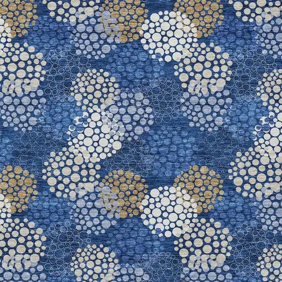 Navy Blue Brown And Ivory Polka Dot Washable Indoor Outdoor Area Rug Photo 6